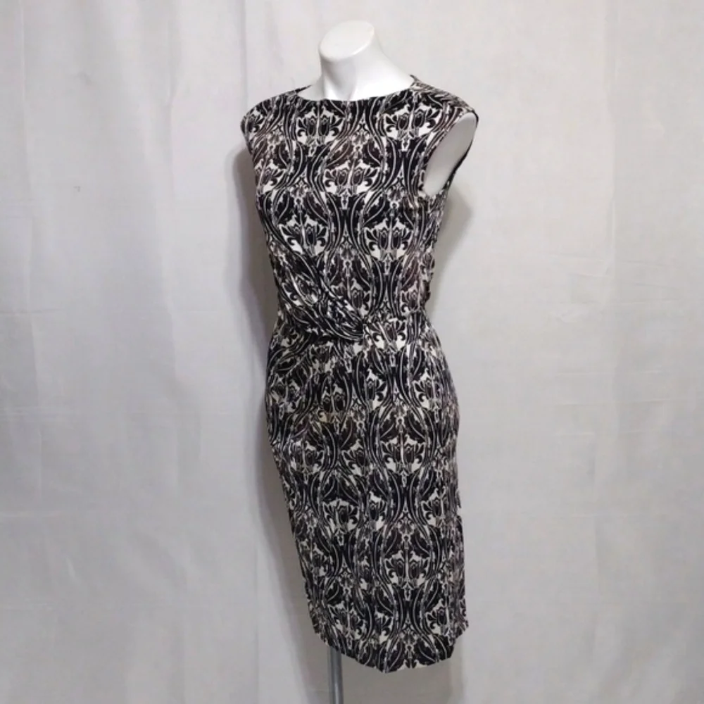 Tory Burch 100% Silk Floral Print Draped Ruched Sleeveless Dress S Elegant Glam